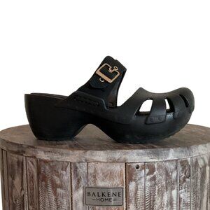 Dr. Scholl's Ainsley Black Leather Fisherman Clogs Women's Size 7